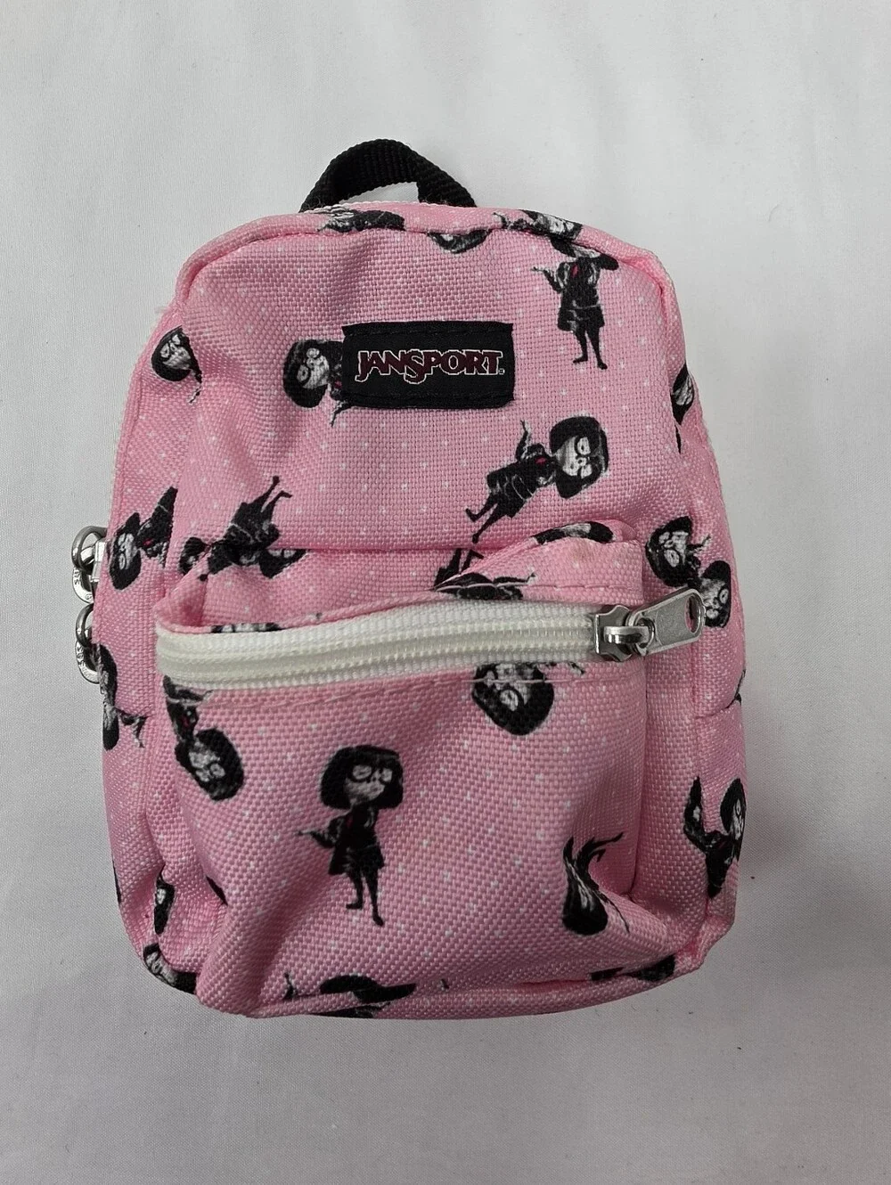 JanSport Disney Pixar Edna Mode Lil Break Mini Backpack Pouch Elastic Straps Pin